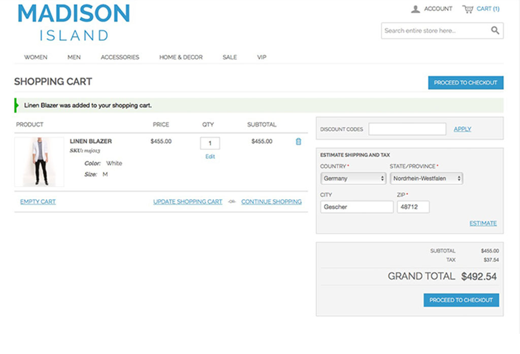 Checkout-Adressprüfung für Magento Screenshot