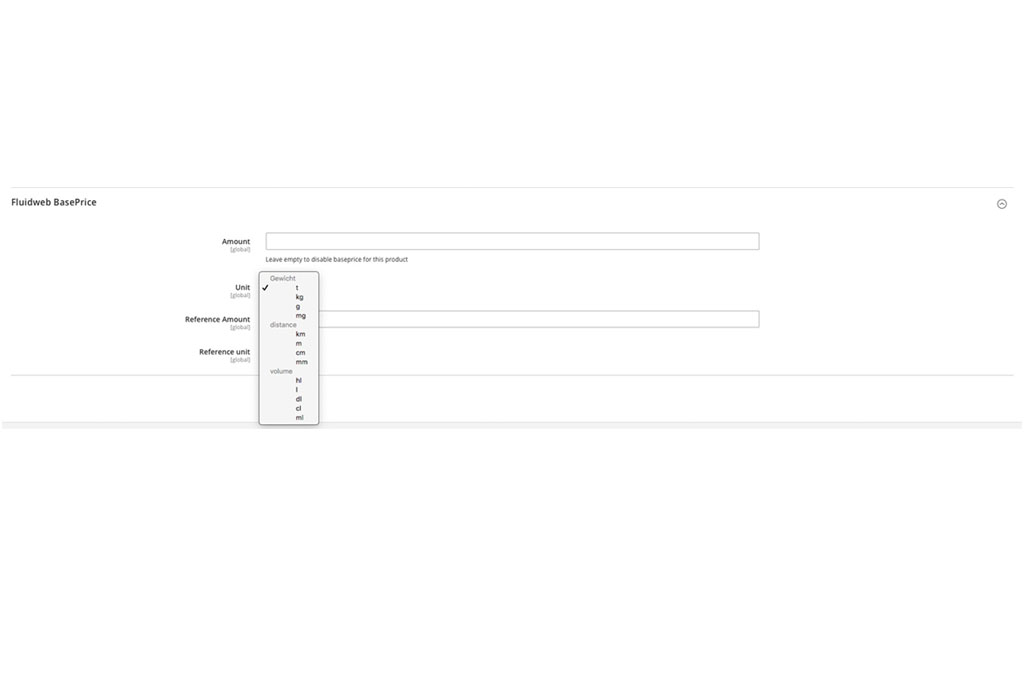 Magento-2-Grundpreismodul nach PAngV Screenshot