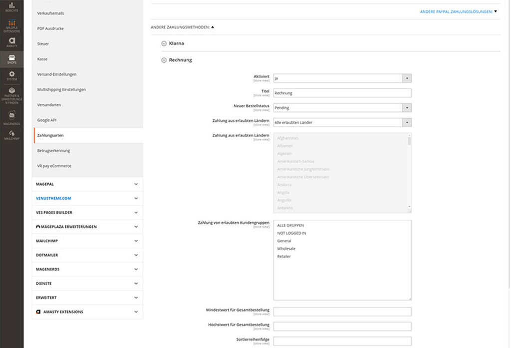 Magento 2 Invoice Payment Rechnungskauf Screenshot