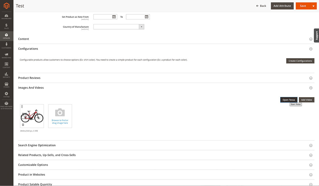 Magento 2 DAM Connector für TESSA Screenshot