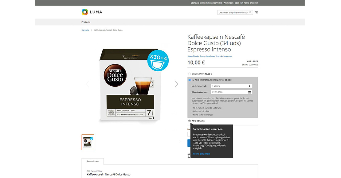 Subscription Order – Abo-Modul für Magento 2 Screenshot