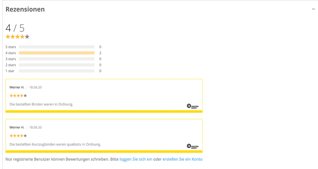 Magento 2 Trusted Shops Ratings Screenshot