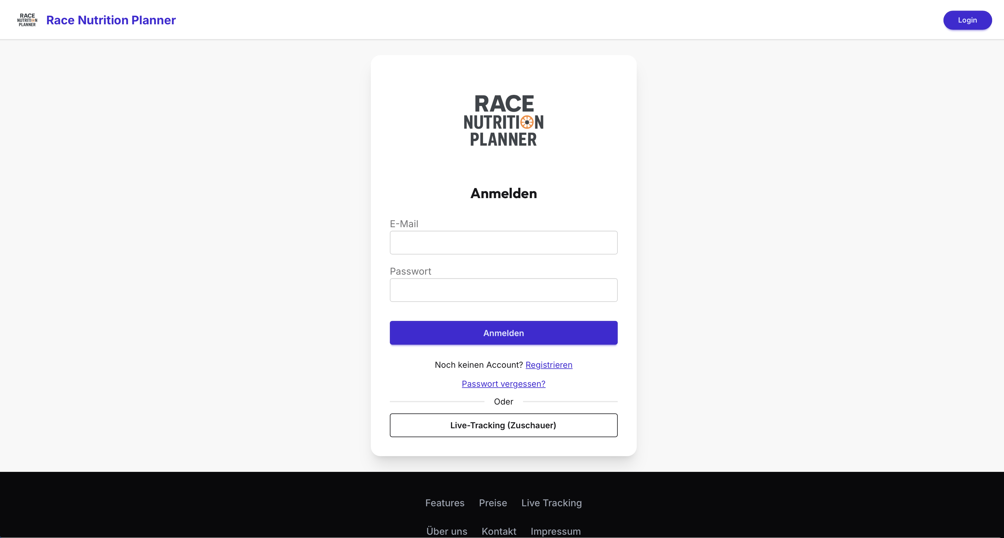 Race Nutrition Planner - Verpflegungsplaner, Streckenplaner, Livetracking und mehr für Radsport, Laufsport, Rennsport Screenshot