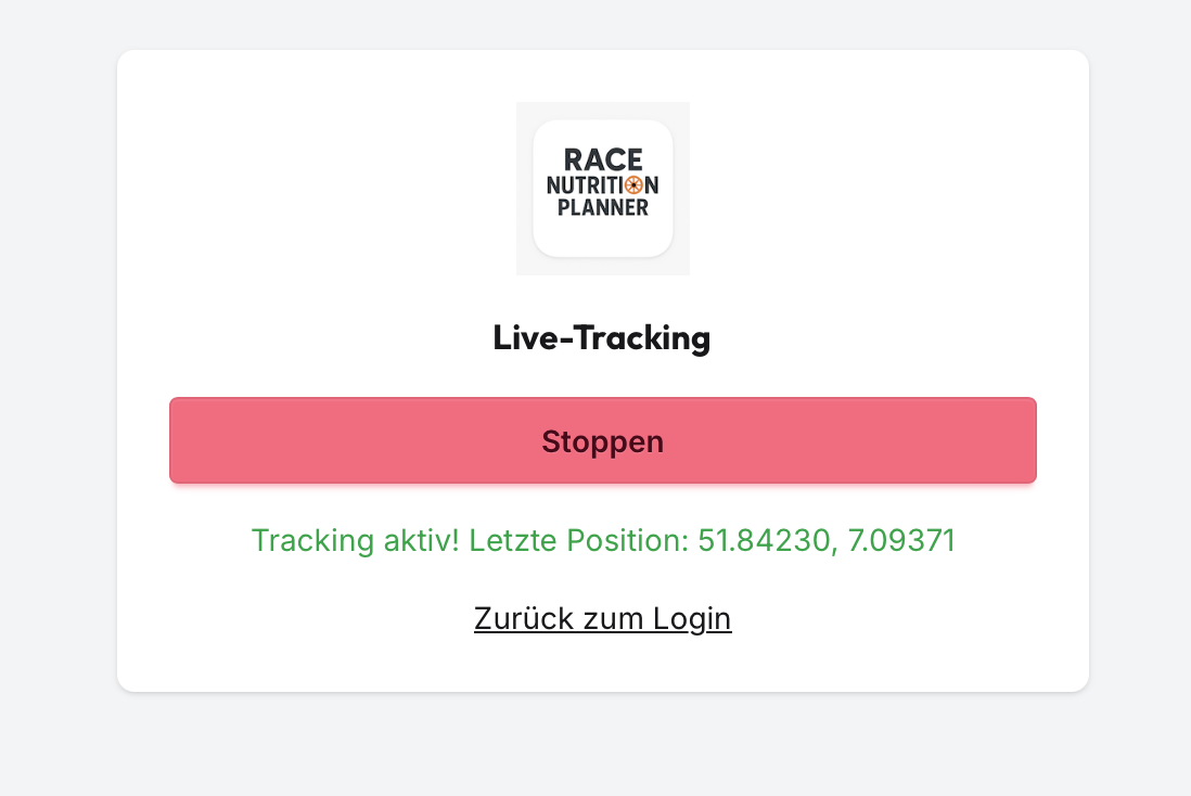 Race Nutrition Planner - Verpflegungsplaner, Streckenplaner, Livetracking und mehr für Radsport, Laufsport, Rennsport Screenshot