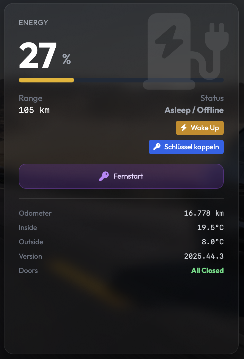 Tesspilot - Tesla Dashboard für Fahrzeug- und Flottenveraltung Screenshot