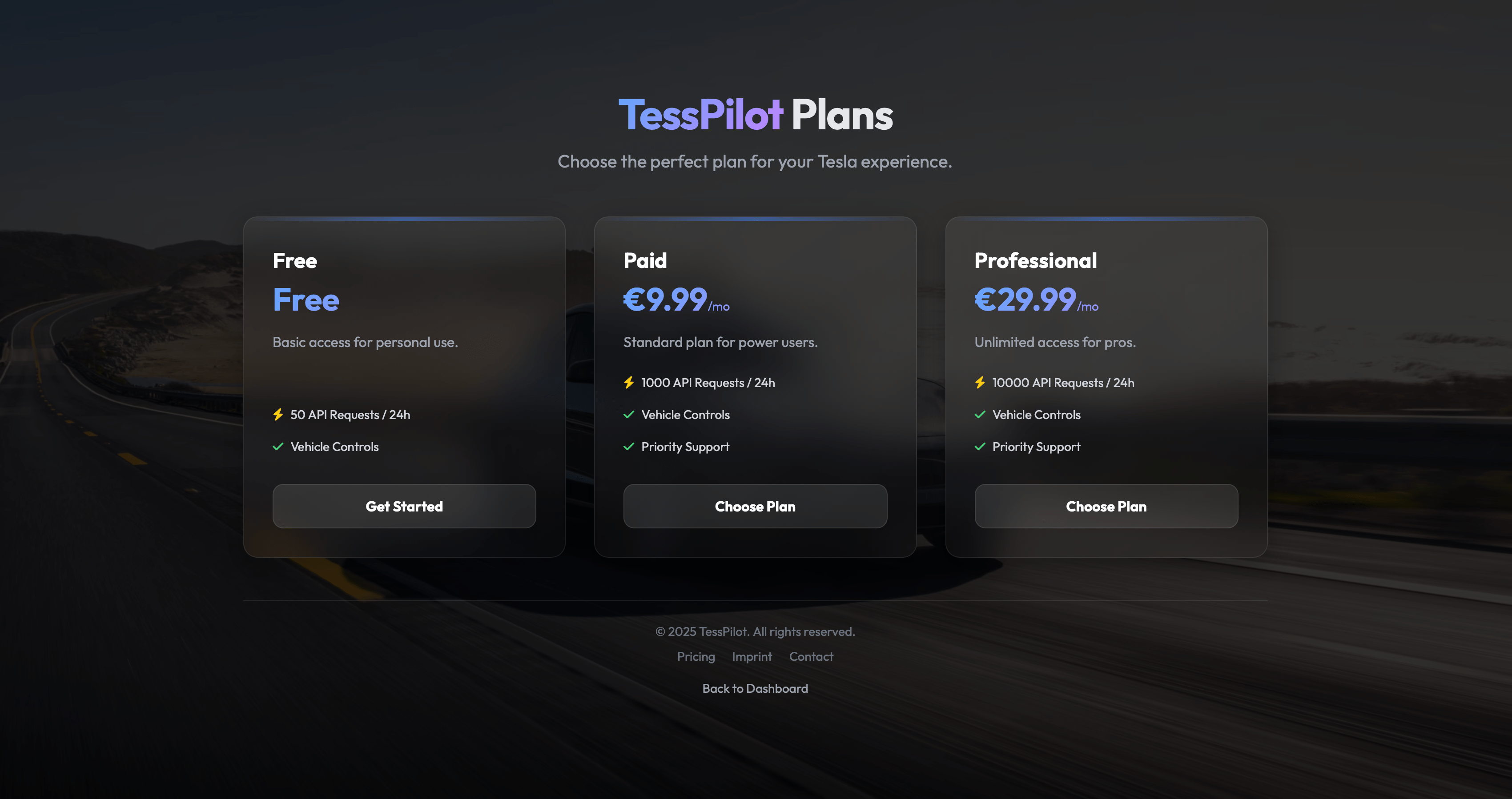 Tesspilot - Tesla Dashboard für Fahrzeug- und Flottenveraltung Screenshot